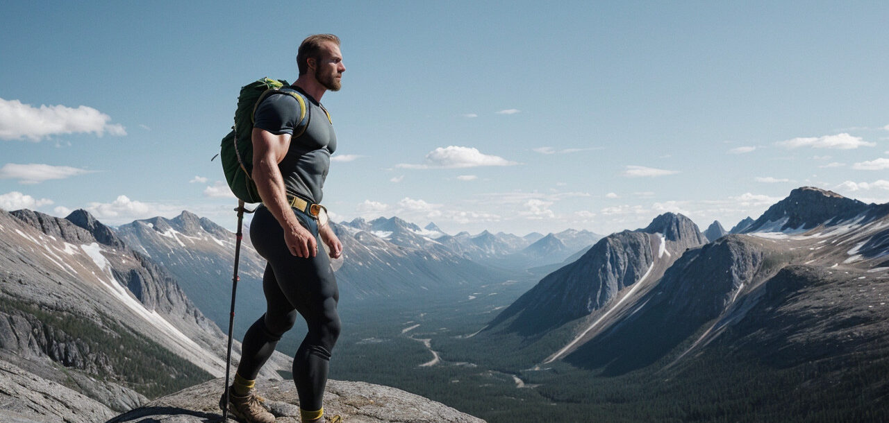 A man hiking in the mountains