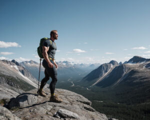 A man hiking in the mountains