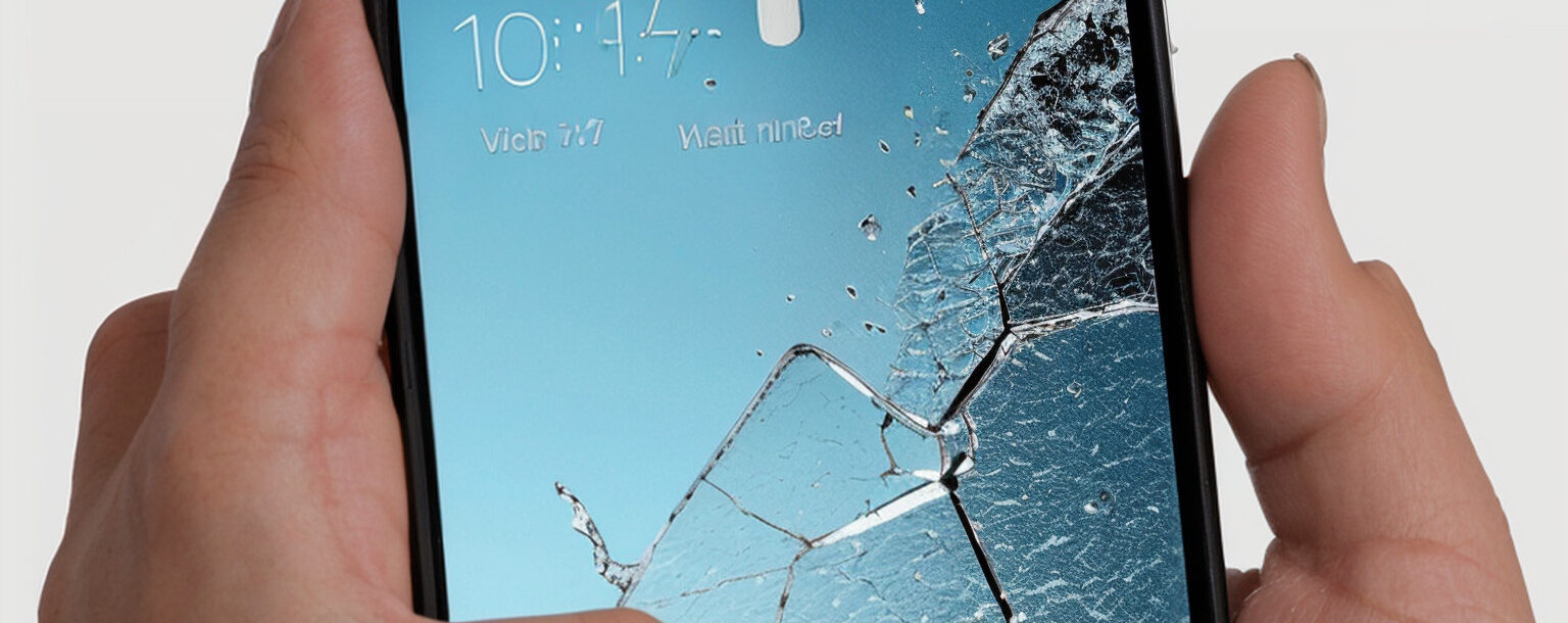 A phone with a cracked screen symbolizing the breaking away from mainstream social media.