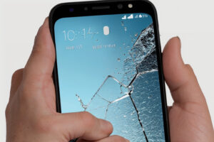 A phone with a cracked screen symbolizing the breaking away from mainstream social media.