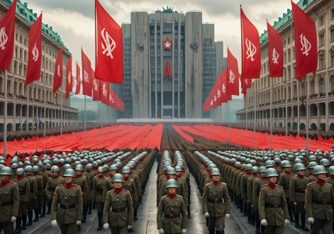 A massive totalitarian military parade in Vienna