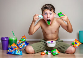 A kid eating Tide Pods