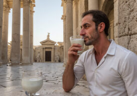 A man drinking raw milk to celebrate the World Milk Day